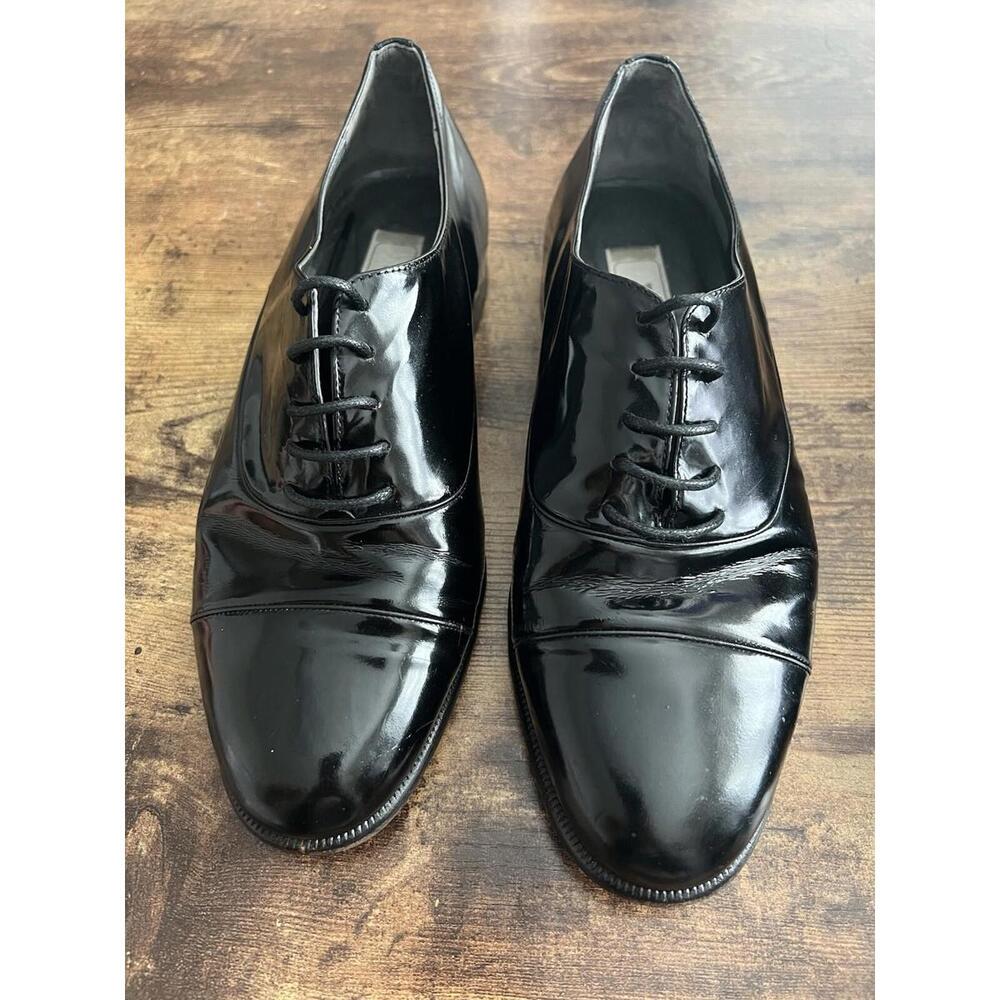BALLY Men's Black Leather Cap Toe Oxford Dress Shoes Size 6.5/12 - Made in Italy - Picture 2 of 9